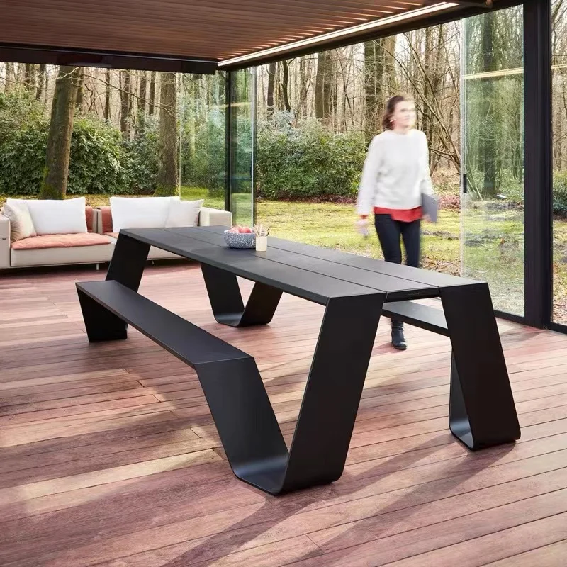 

Outdoor table and chair combination villa courtyard garden teak dining table hotel leisure