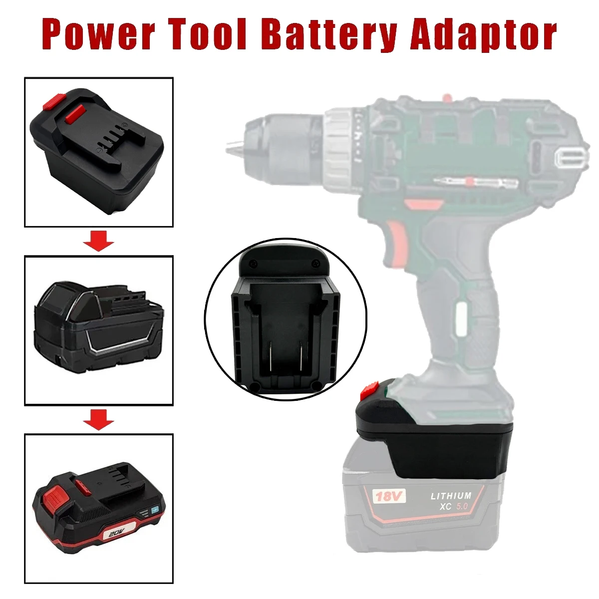 Battery Adapter. Used for Milwaukee 18V Lithium-ion Batteries to Replace Lidl Parkside X20V Lithium-ion Power Tool