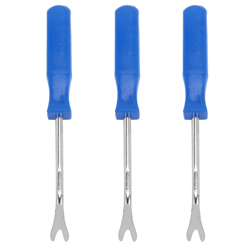 3X Car Door Interior Trim Clip Panel Upholstery Fastener Clip Remover Tool Screwdriver Nail Puller 4 Inch Blue