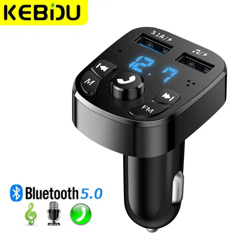 Cargador inalámbrico para coche con Bluetooth, transmisor FM, Audio, USB Dual, reproductor MP3, Radio, manos libres, Cargador rápido 3.1A,