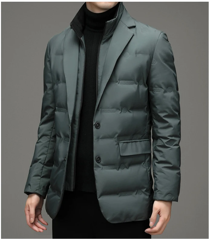 Chaqueta de plumón para hombre, abrigo de negocios, Parkas acolchadas de pato gris, cortavientos informal, ligero, invierno, 90%