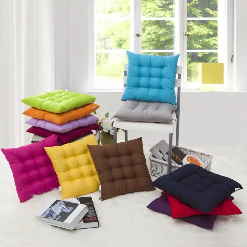 Soft Thick Padded Square Seat Cushion Cute Cartoon Prints with Fixed Ties for Floor Meditation Reading Use