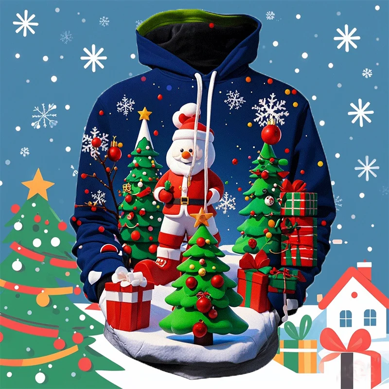 

Autumn Fashion 3D Merry Christmas Printed Hoodies Snowmen Snowflakes Graphic Hooded Sweatshirts Christmas Ornament Mens Clothing