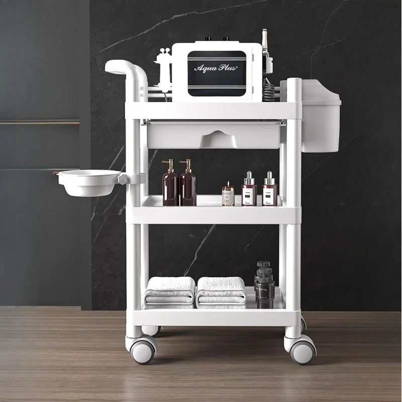 Transport Trolley with Wheels Rolling Storage Cart Wheels Salon Furniture Beauty Salon Trolley Cart Cosmetic Reception Handcart