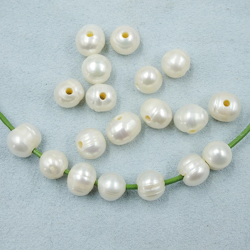 200 Pieces 9-10mm White Freshwater Potato Pearl With 2.0mm Hole