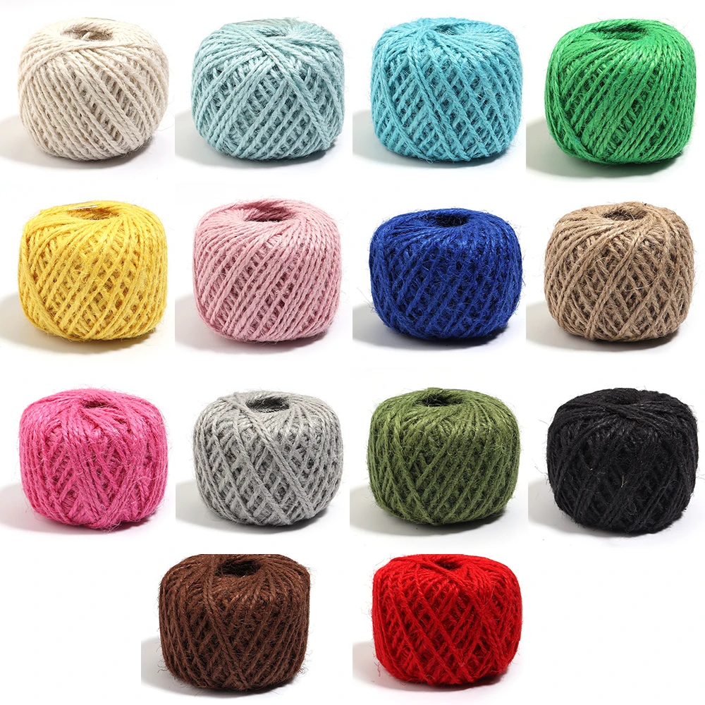 50 m/Rolle, 1,5 mm, natürliches Juteschnur-Sackleinenseil, buntes geflochtenes Schnurseil für Zuhause, Hochzeit, Party, Weihnachtsgeschenke, Verpackung, Dekor