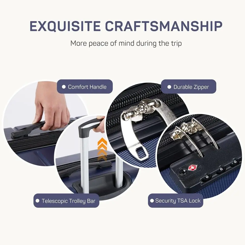 مجموعة أمتعة دوارة ذات هيكل صلب قابل للتوسيع مع قفل TSA، أزرق، 20/24/28 بوصة #6