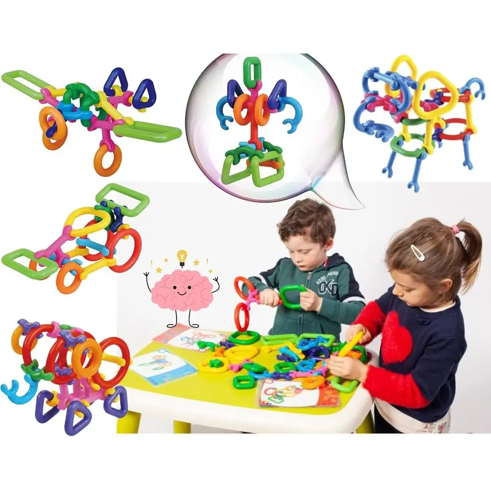 STEM Learning Construction Kit for Kids 80-Piece - Durable, Colorful Building Blocks for Ages 2-7