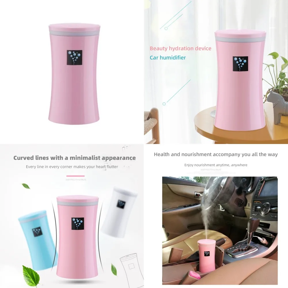 Pelembap Udara USB Mini dengan Lampu LED Pelembap Udara Portabel untuk Mobil, Kantor & Meja, Pelembab Pribadi Sangat Tenang, Cocok untuk