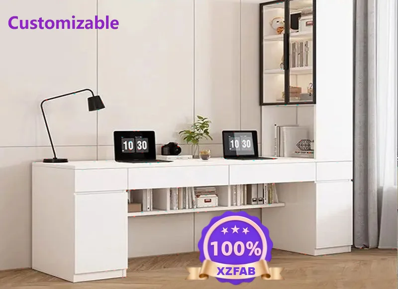 Factory Direct 2026 Computer desk bookshelf desk bookcase integrated home desktop writing bedroom simple solid wood light luxury