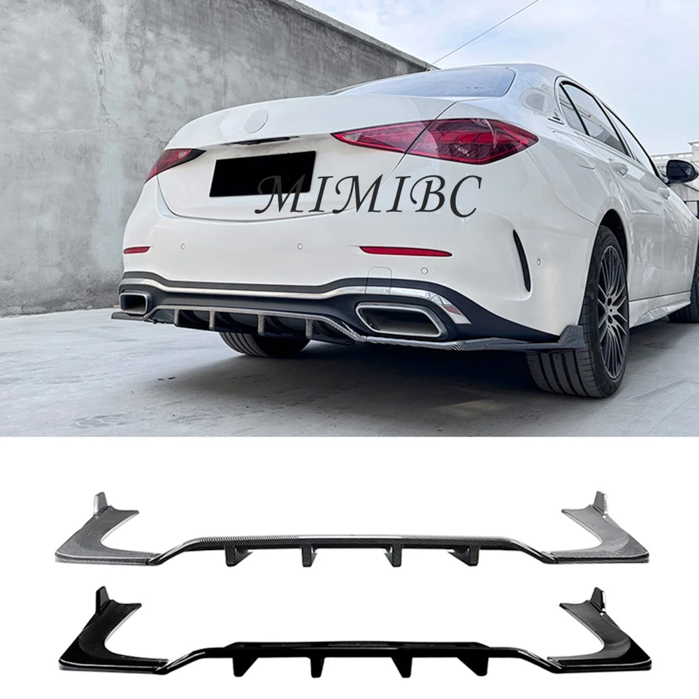 2022+ Rear Bumper Diffuser Splitters Spoilers Lip Black ABS Body Kit Car Accessories For Mercedes Benz C Class W206 AMG Line