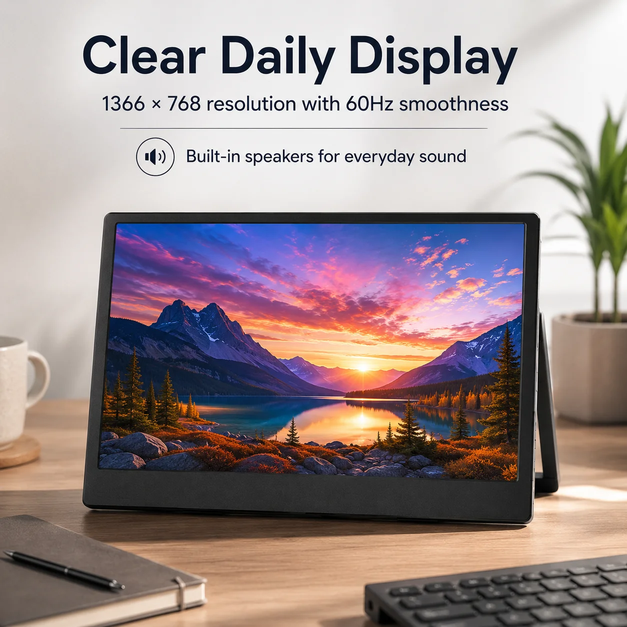 LESOWN 11.6 Inch LCD Monitor 1366x768 60Hz Type-C Mini HDTV VESA Speaker for Raspberry Pi AIDA64 DIY PC