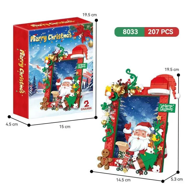 クリスマス子供用積み木おもちゃとギフト、DIYクリスマスツリーハウスサンタクロースオルゴールエルク雪だるまモデル組み立て