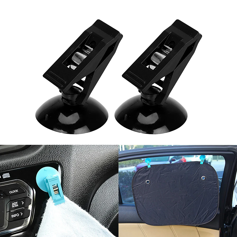 2pcs Car Accessories Storage Clips Sun Shade Window Curtain Clamps Windshield Suction Cup Kit Truck Off Road 4x4 Auto Fasteners