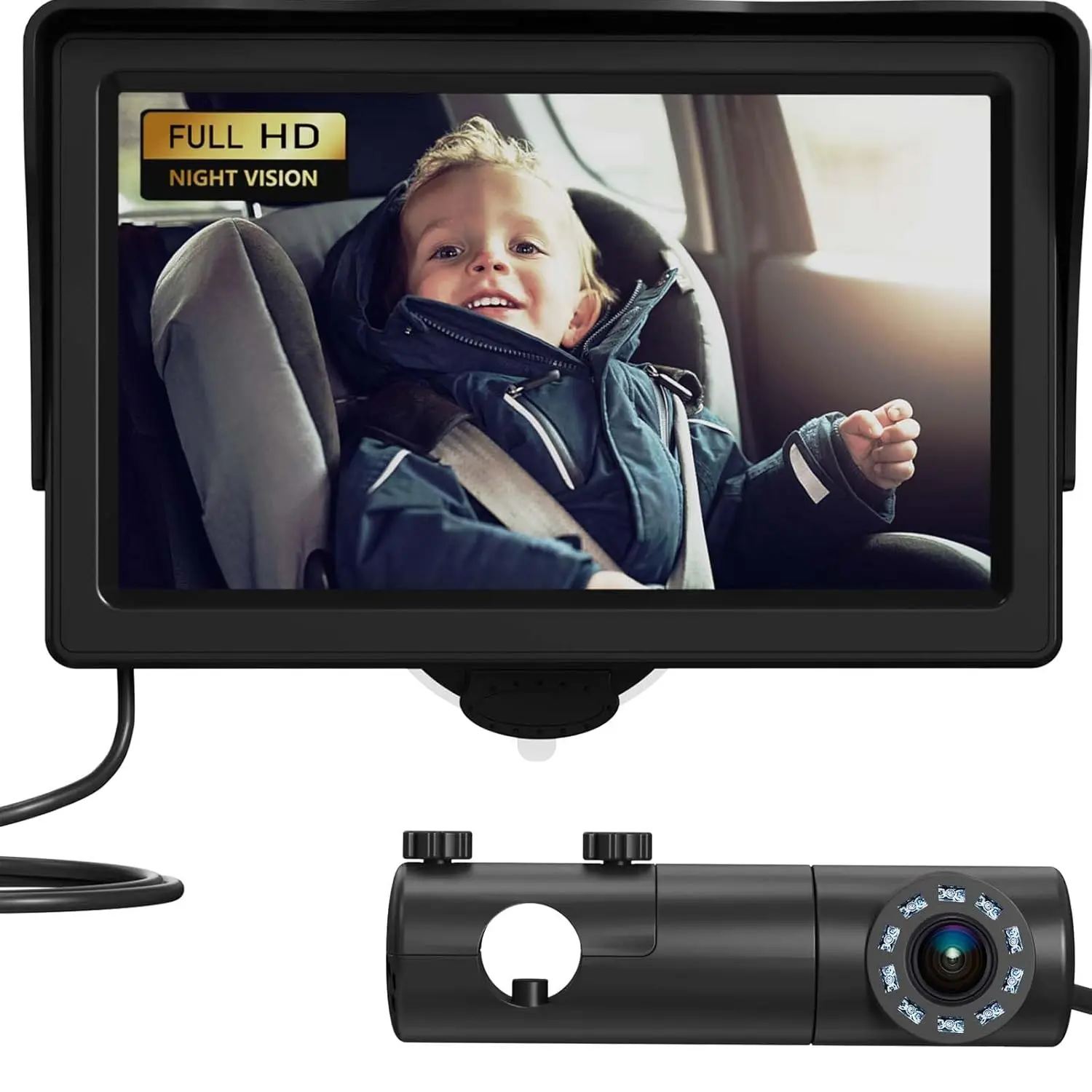 

4.3 Inch HD Baby Car Camera with Night Vision, Wide View Rear Facing Monitor for Backseat Safety