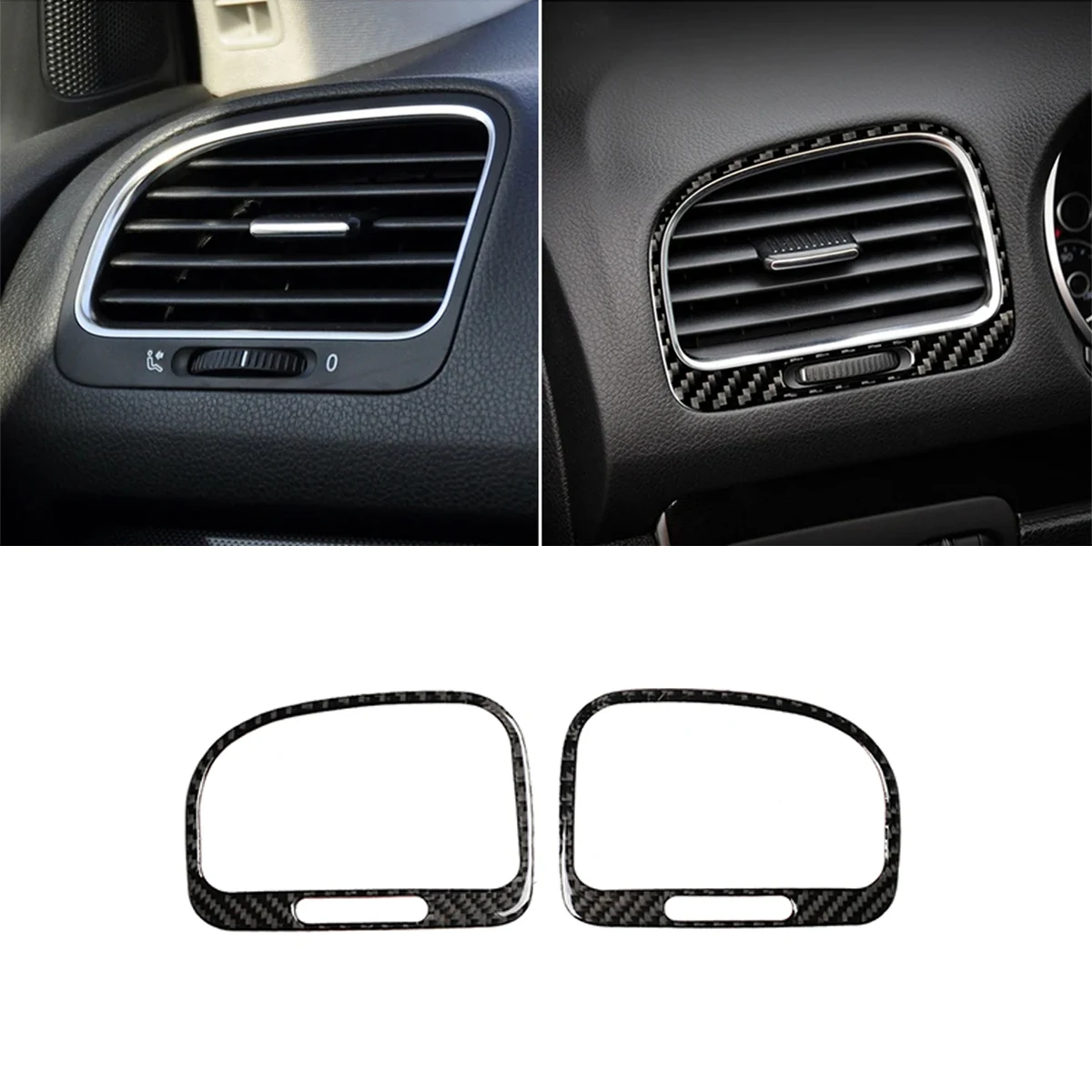 

For VW Golf 6 R MK6 2008-2012 Auto Carbon Fiber Interior Air Vent Trim Cover Dashboard Sticker Accessoire Voitures