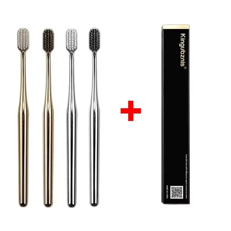 1-4Pcs Soft Toothbrush For Men And Women Adult Toothbrush Gold And Silver Toothbrush Elegant And Soft Toothbrush Direct Shipping