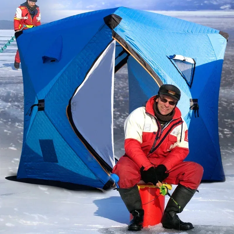 

Portable 3 Person Insulated Ice Fishing Shelter Thermal Shanty Tent with Layer Peect for