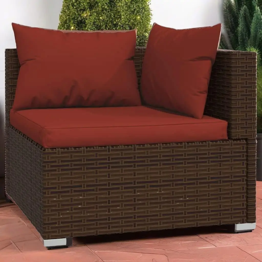 9-Piece Brown Poly Rattan Patio Lounge Set with Cushions - Outdoor Furniture for Garden & Balcony