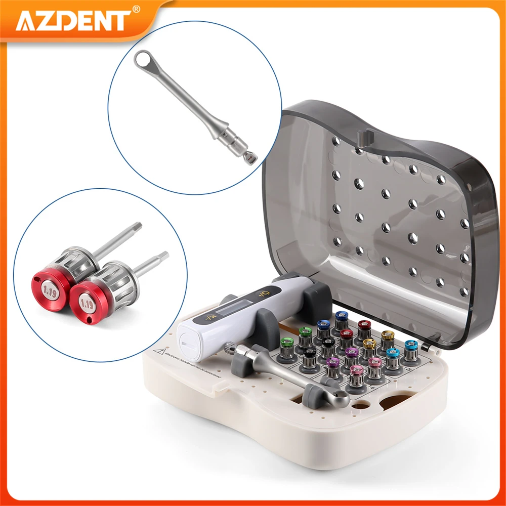 AZDENT Dental Implant Torque Screw Driver Wrench Electronic Universal Tools Torque 16pcs Drivers Colorful Kit Box Autoclavable