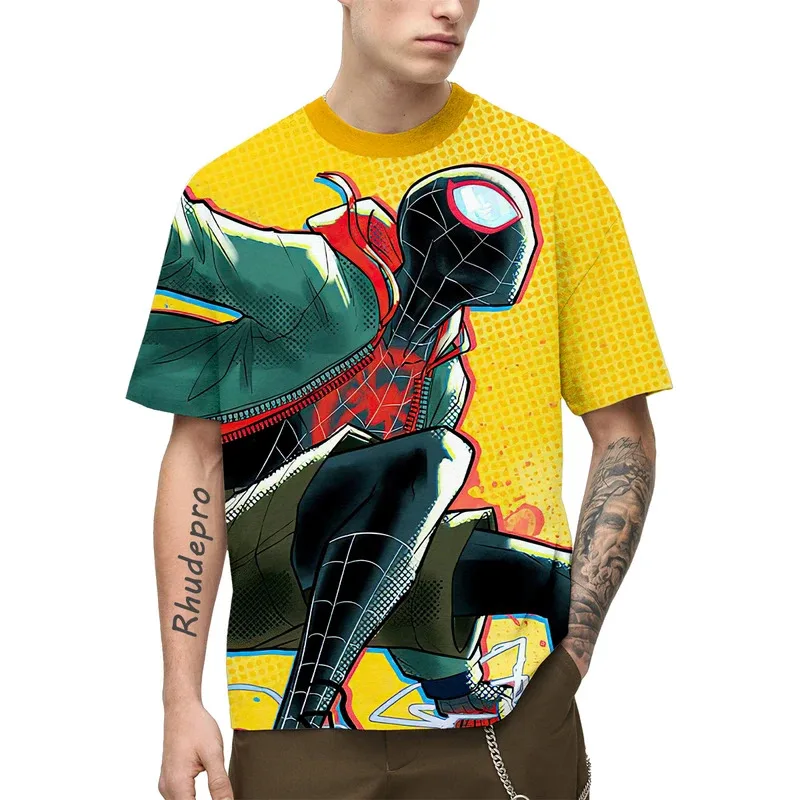 

Miniso Spider-Man T Shirt For Men Summer Short Sleeve 3D Print Children Clothes Cool Harajuku Oversized Women T-shirt Tops