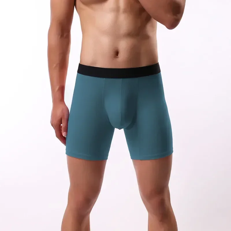 Bóxer de algodón alargado para hombre, ropa interior deportiva informal, europea y americana