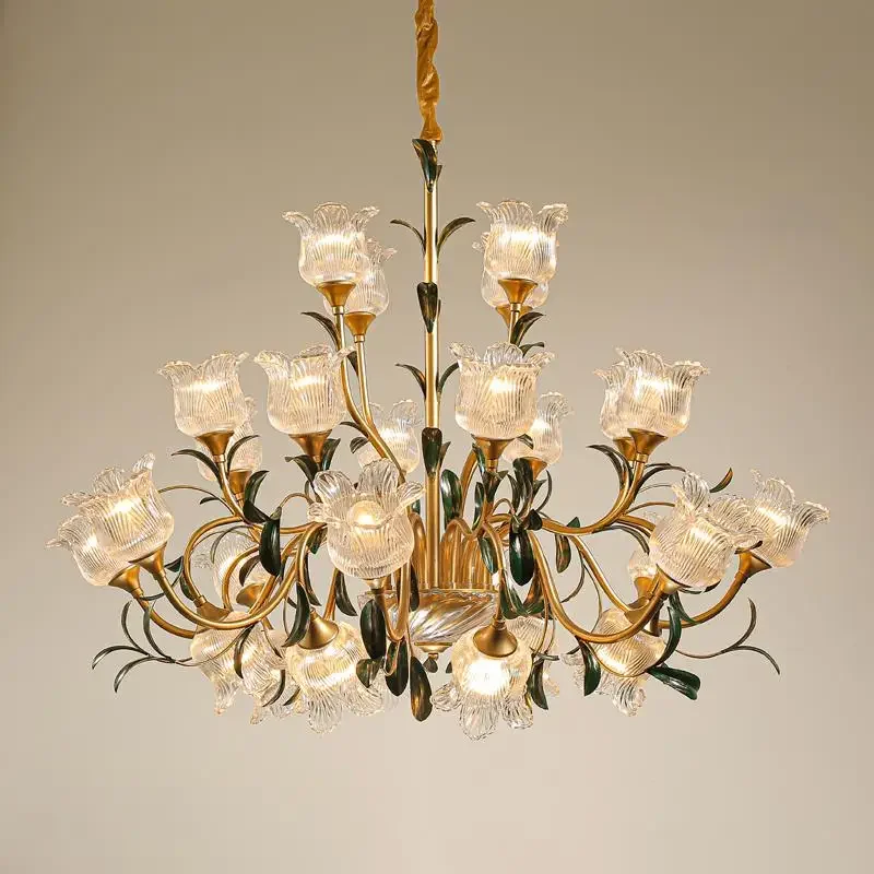 French Retro Living Room Pendant Light Glass Crystal Chandelier Luxury Designer Cream Style Mid-Range Restaurant Lighting