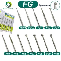 Fresas dentales WAVE, fresas de carburo de tungsteno, brocas de odontología, cabeza redonda FG, fresa Dental de alta velocidad, 5 unids/pack, accesorios de odontología