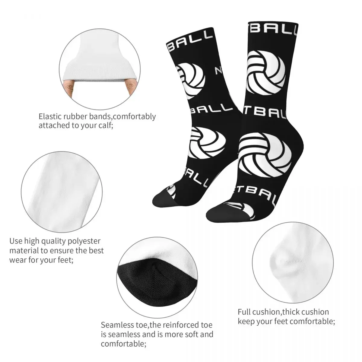 Tessellation Netball Pattern Men's Socks Vintage Harajuku Street Style Novelty Seamless Crew Sock