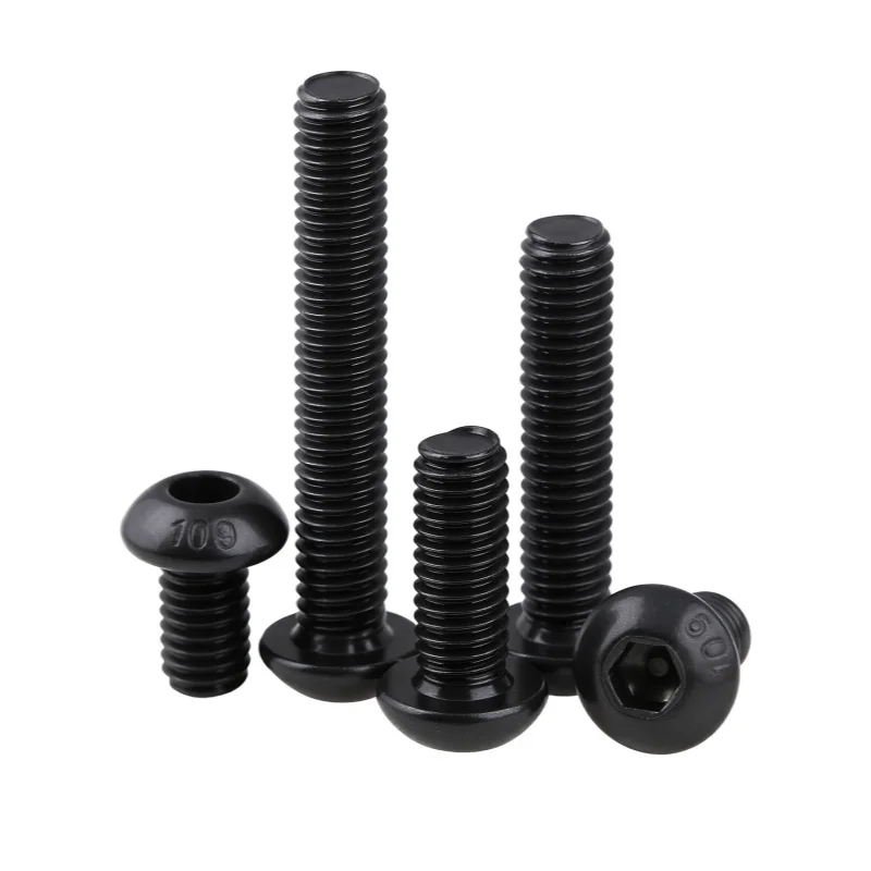 UNC/UNF American Standard 4#-40 6#-32 8#-32 10#-32 Black Grade10.9 Steel Hexagon Socket Round Head Screw Button Head Allen Screw