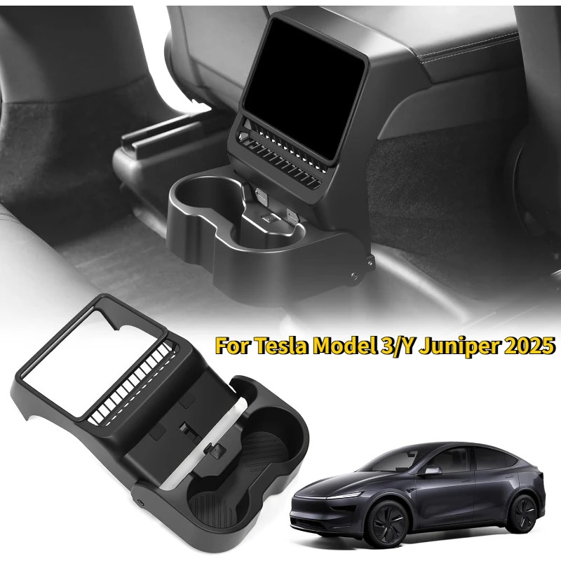 

For Tesla Model 3/Y Juniper 2025 TPE Rear Air Outlet Armrest Box Cup Holder Multi-Function Storage Box Organizer Tray