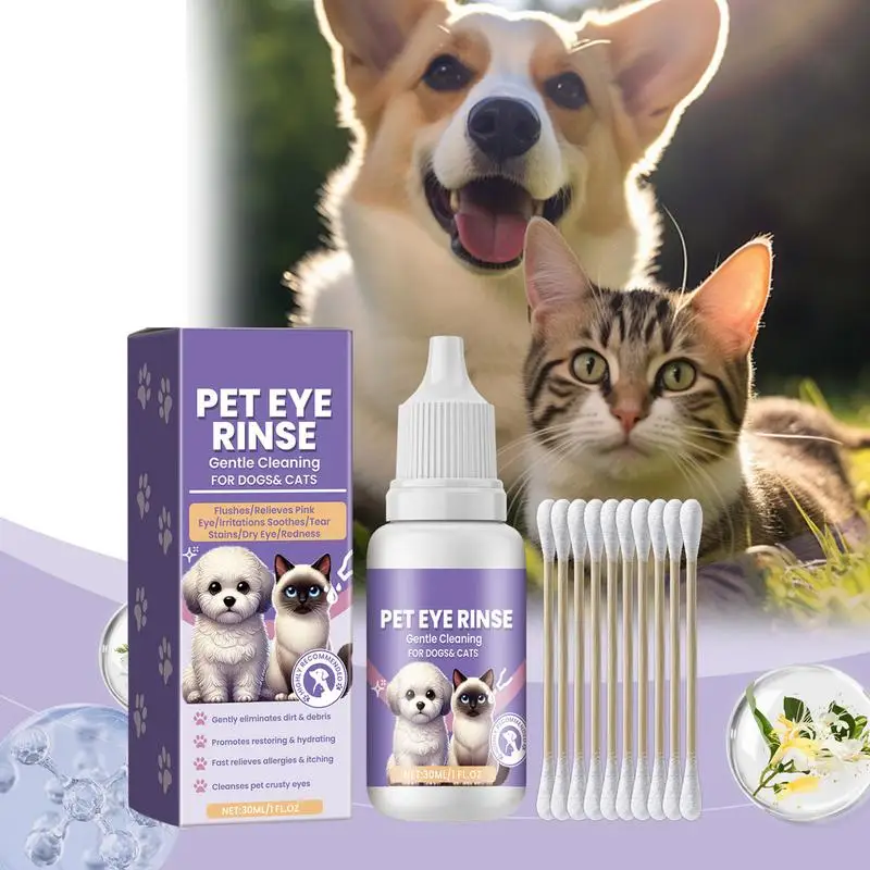 Pet Eye Drops Pet Eye Wash Drops Gentle Dog Eye Drops Effective Dog Tear Stain Cleaner 30ml For Dogs Cats Horses Rabbits