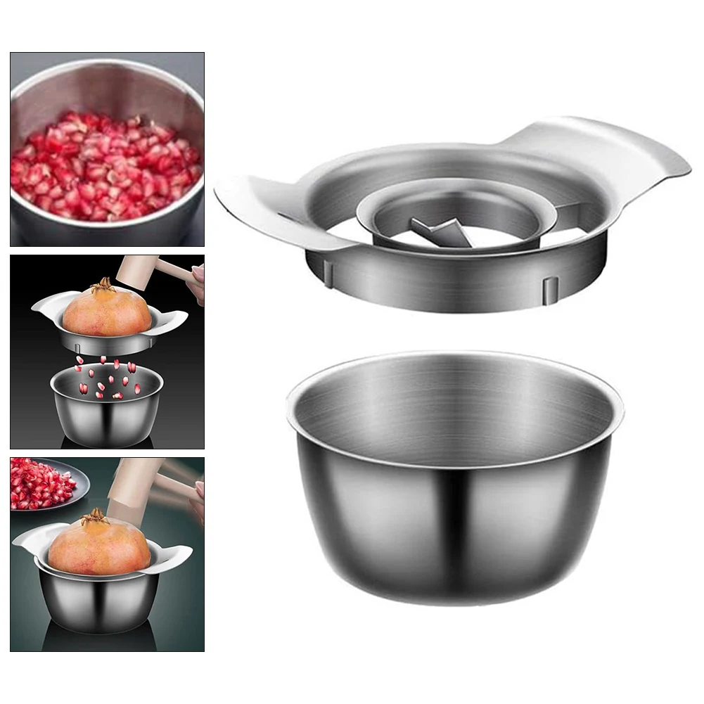Pomegranate Peeling Tool Stainless Steel Pomegranate Peeler With Bowl And Mallet Fruit Deseeder For Home Kitchen Accessories