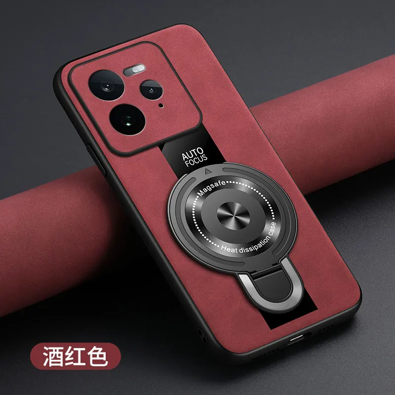 For Realme GT7 Pro Case Magnetic Ring Holder Luxury Plexiglass PU Silicone Sheepskin Leather Shockproof Cover for Realme GT7 Pro