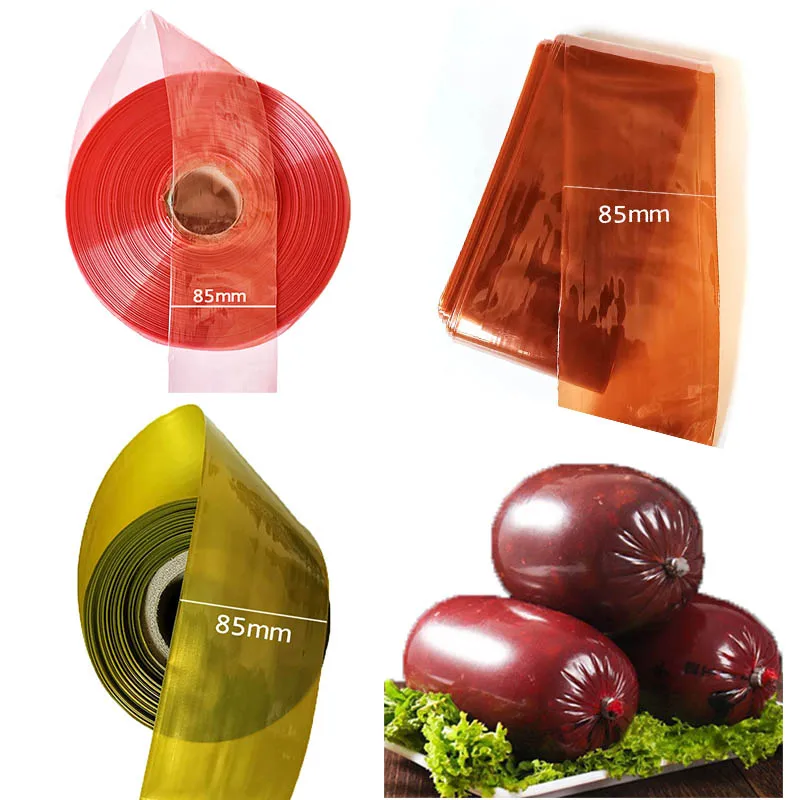 Width 85mm 1/3/5M Plastic Sausage Casings for Sausage Maker Machine Meat Sausage Hog DIY Kitchen Tools Red Green Brown Kitchen