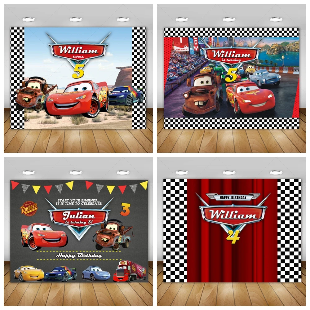 

Mcqueen Racing Backdrop Custom Disney Kids Boy 1st Birthday Party Decoration Prop Baby Shower Photo Studio Photography Backgroun