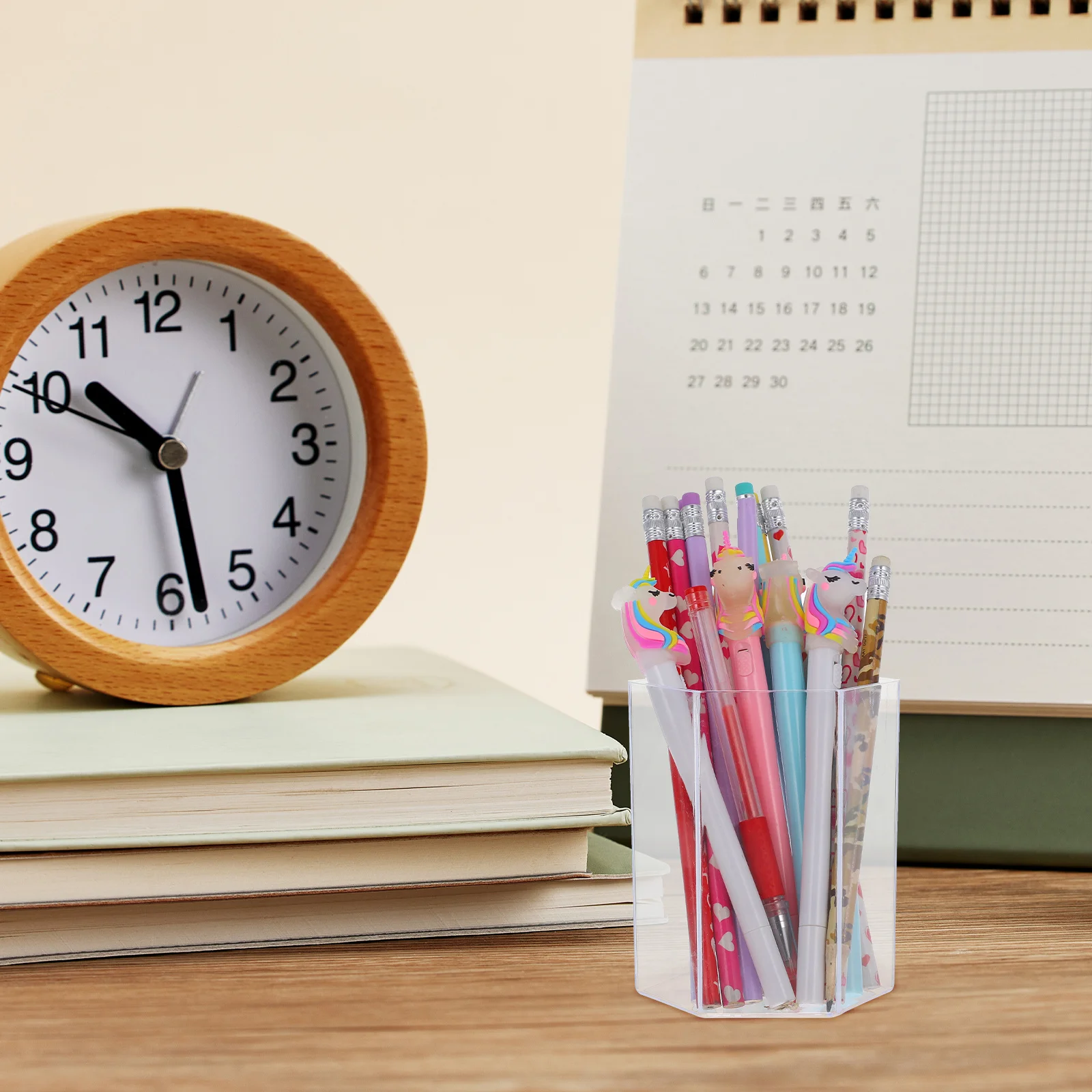 

2Pcs Transparent Acrylic Hexagonal Pen Cup Desk Organizer for Makeup Brushes Pencils and Small Items Storage Acrylic Pen Case