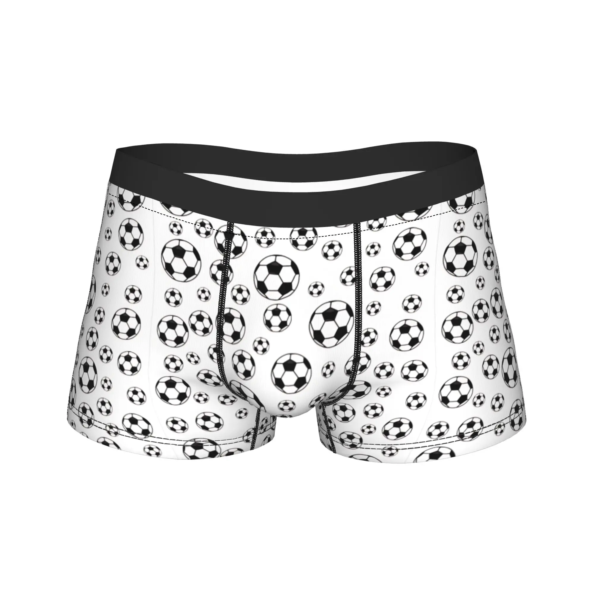 Different Size Soccer Balls Doodle Pattern Underwear  Males Underpants Custom Elastic Trunk High Quality Shorts Briefs Plus Size