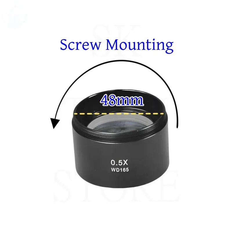 Imagem -03 - Câmera Auxiliar Siko-barlow Objetos Microscópio Lente para Binocular Trinocular Microscópio de Zoom Estéreo 0.5x Wd165