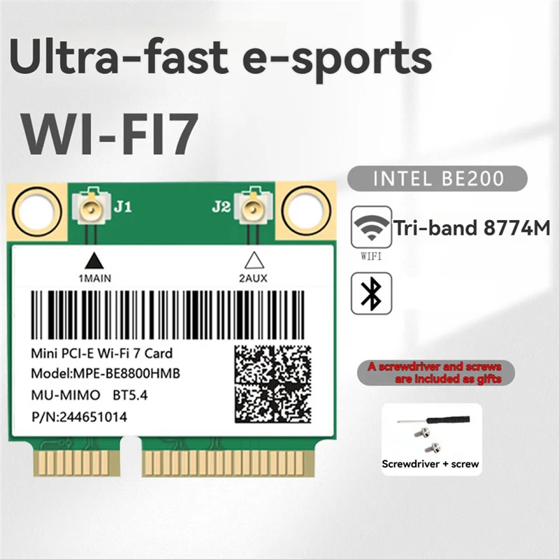 Mini-Pcie BE200 8774M ثلاثي الموجات WIFI7 شبكة لاسلكية واي فاي بطاقة محول 2.4G/5G/6Ghz واي فاي 7 ل Win10/11-X64A