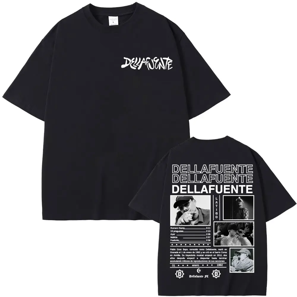 Camisetas Rapper Dellafuente Pa Las Penas e Dellafuente Pa Las Alegrías para Homens e Mulheres, Vintage, Casual, Alta Qualidade, Verão 2026