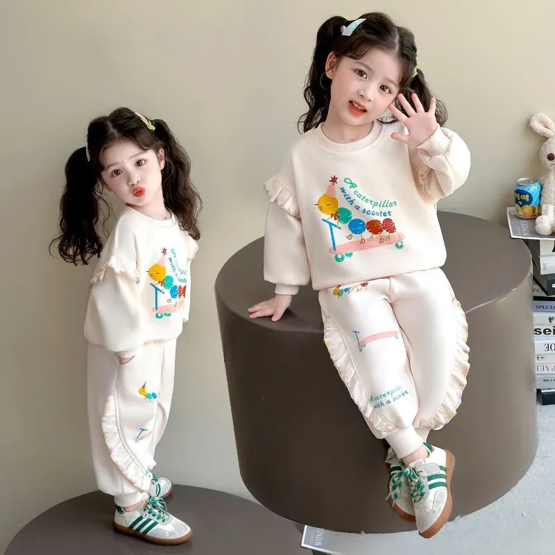 RAISE Herbst Kinder Mädchen 2-teiliges Kleidungsset 2-8 Jahre Mädchen Cartoon-Sweatshirts Anzüge 2026 Lose Lässige Hosen mit Elastischem Bund Outfit – Detail 4