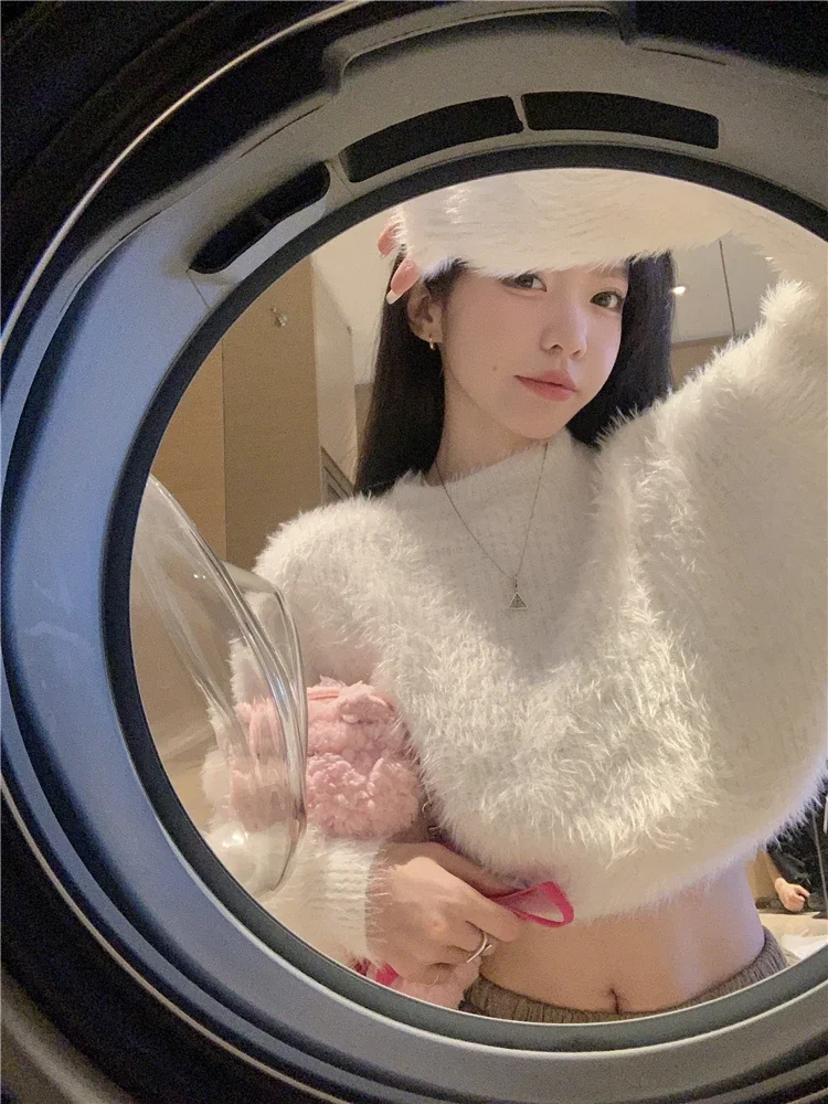 จัมเปอร์Y2kเสื้อดึงFemmeหวานSueter Mujer Cropped Pullvoersสําหรับผู้หญิง2025 Ropa Mujerแฟชั่นถักเสื้อกันหนาวเกาหลี