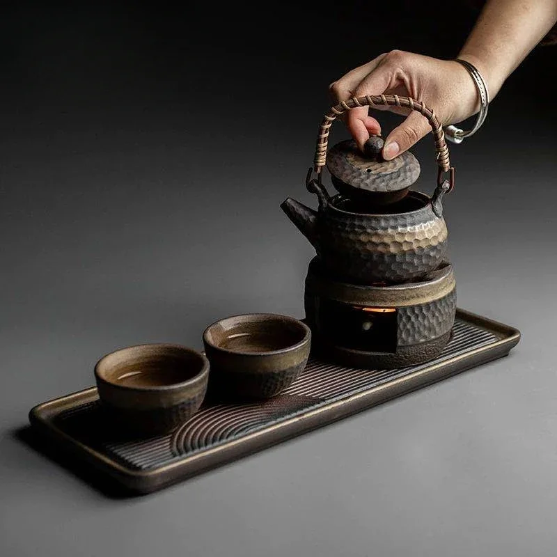 Coarse Pottery Warm Tea Stove Japanese-Style Handmade Vintage  Warmer Tea Pot Ceramic Kung Fu Tea Set