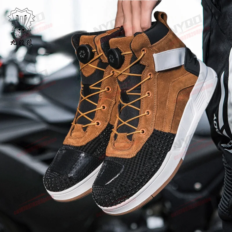 Motorcycle Riding Boots Anti-slip Crashproof Protective Knight Gear Street Racing Shoes Height Increase & Shock Absorption