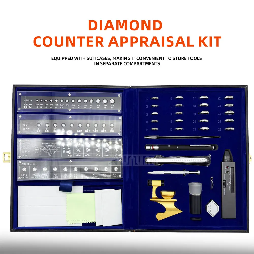 Portable Case Testing Equipment,Jewelry Testing Kit Case:Grading Color Comparison Stones Gold Silver Diamond Identification Tool