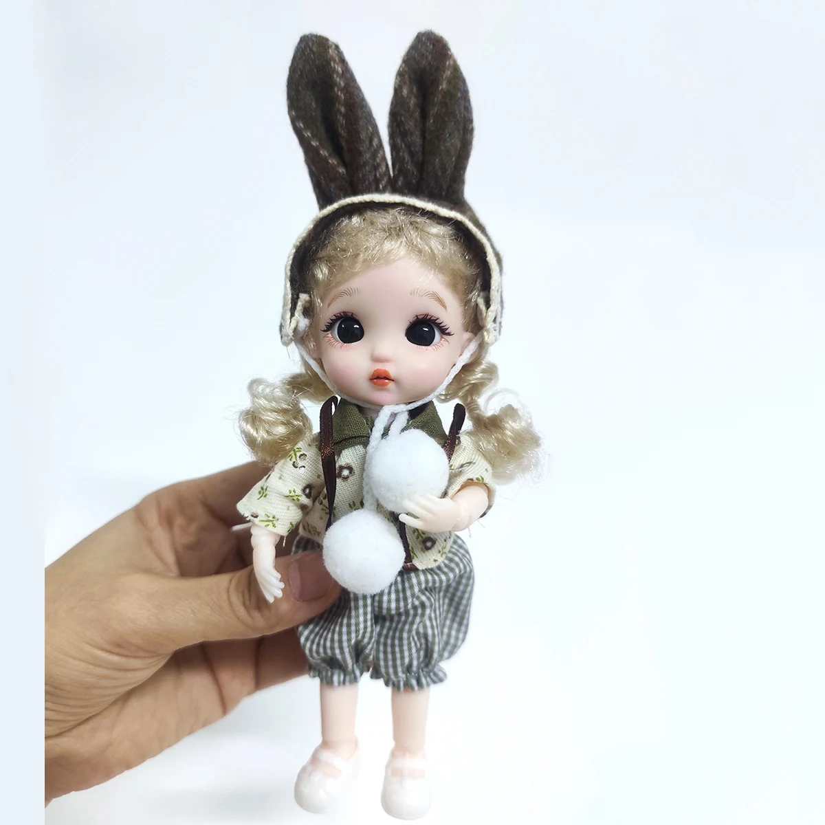 16cm 1/8 Mjd Doll Dress Up Toy Set Baby Clothes BJD Joint Princess Girl Dress Set Cute Checkered Pants Vintage Dress Girl's Gift
