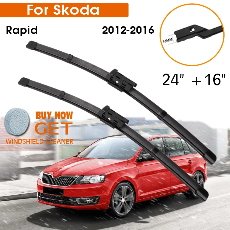 

Car Wiper For Skoda Rapid 2012-2016 Windshield Rubber Silicon Refill Front Window Wiper Blades 24"+16" LHD RHD Auto Accessories