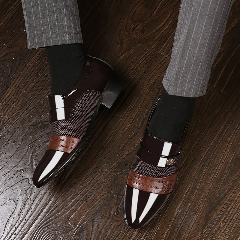 Mens Patent Leather Shoes Casual Loafers Shoes Business Dress Shoes Men All-Match Wedding Shoes Large Size 48 Zapatos De Hombre