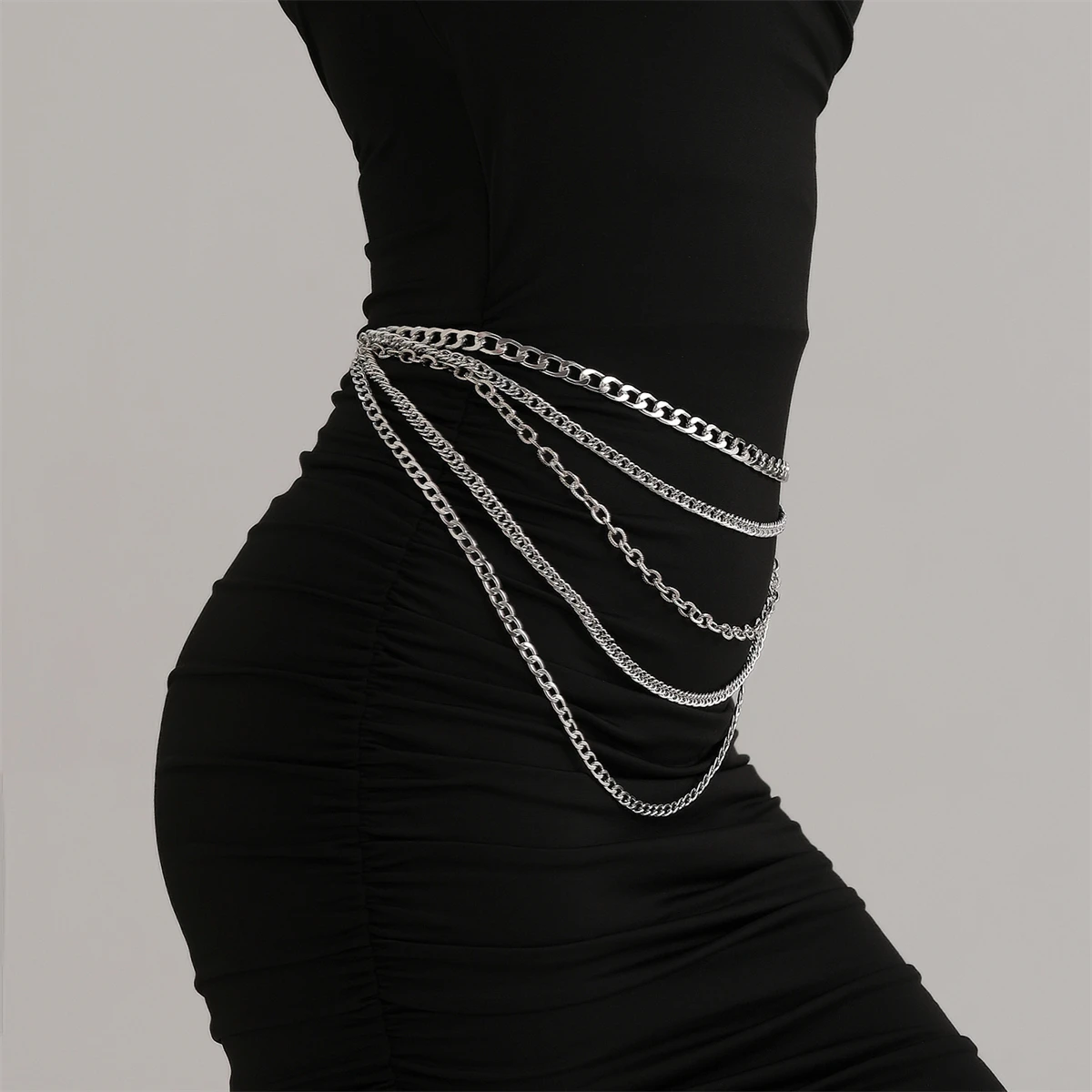 

WAKA Trendy Layered Waist Chain for Women Fashion Hip Belt Punk Body Jewelry Adjustable Statement Chain Accessories